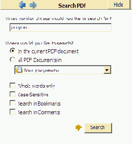 Поиск в файле PDF