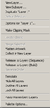 Меню палитры Layers